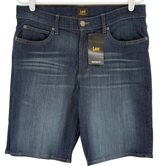 Lee Men's Berkley Stretch Regular Fit Blue Denim Shorts Size 32 Inseam 10" NWT - Picture 1 of 11
